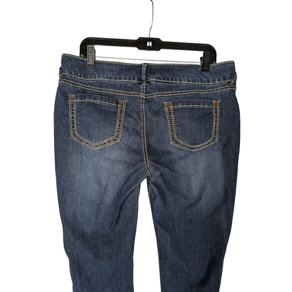 Y2K Mudd Sz 15 Junior's Blue Whiskered Double Button Slim Straight Leg Jeans - Picture 5 of 7